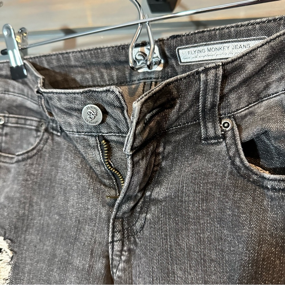 Flying Monkey Jeans Distressed Skinny Jeans in Black Wash Style #FG1051 - Picture 6 of 7